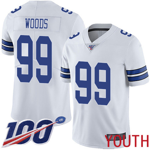 Youth Dallas Cowboys Limited White Antwaun Woods Road #99 100th Season Vapor Untouchable NFL Jersey